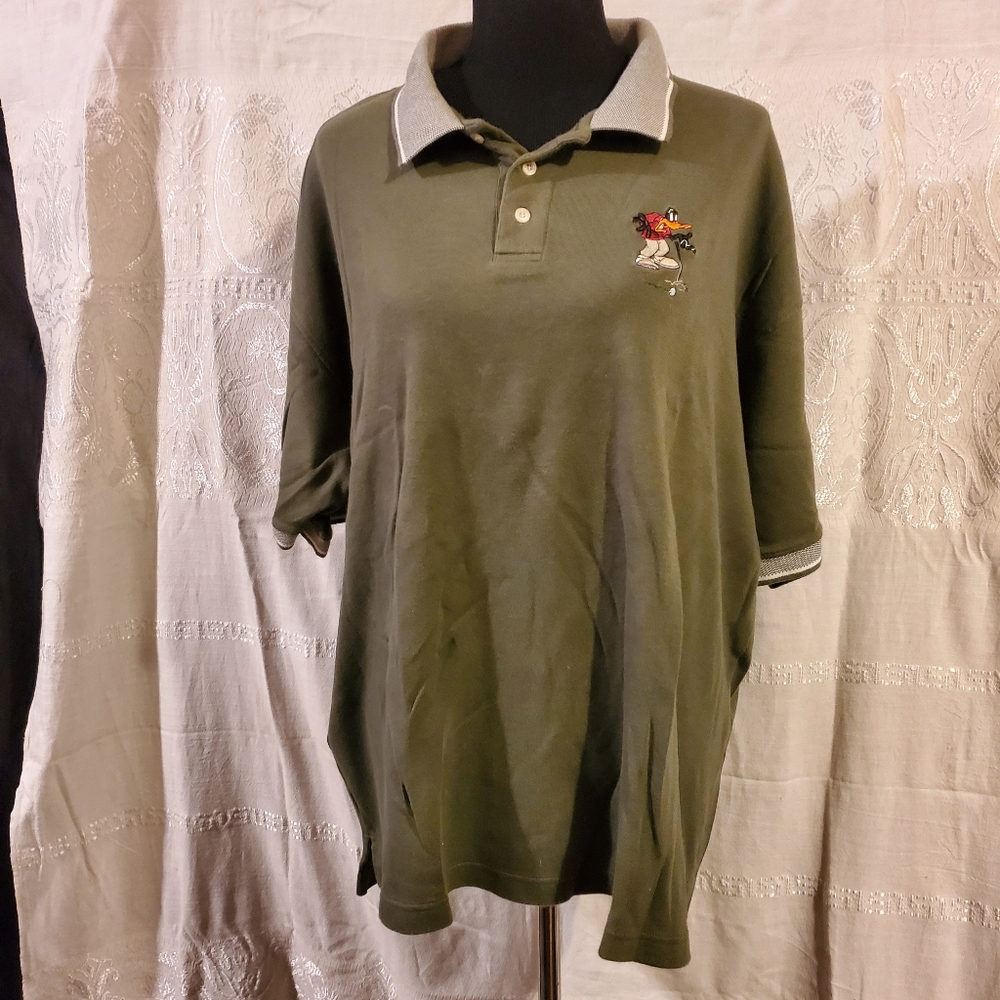 Vintage 1999 Warner Bros. Daffy Duck Golf Embroidered Men's Polo Shirt XXL